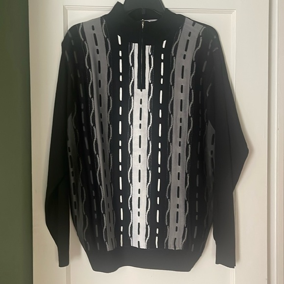 STACY ADAMS Men's Sweater, Tri Vertical Jacquard Front Design - Picture 4 of 7